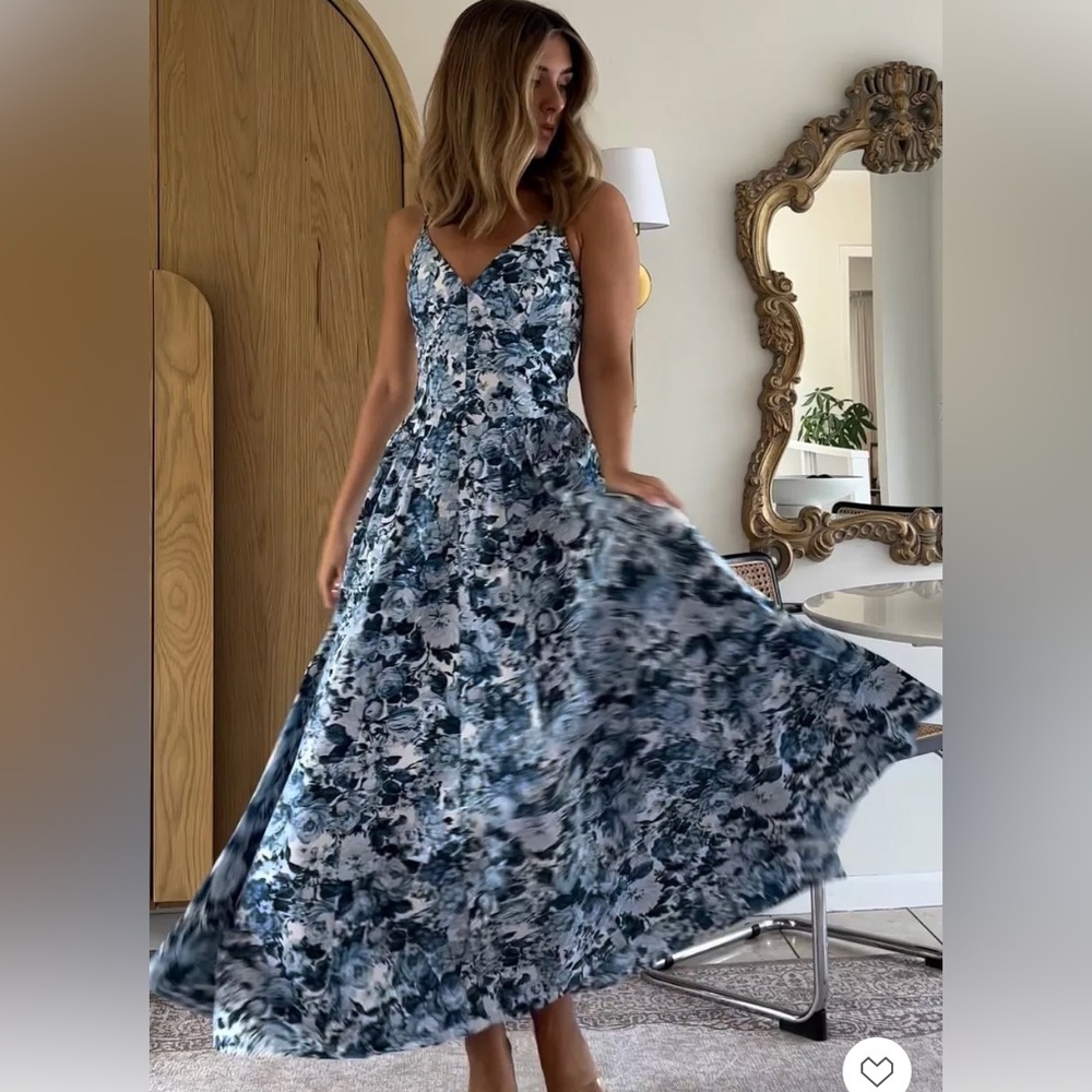 Abercrombie & Fitch Blue and White Floral Maxi Dress